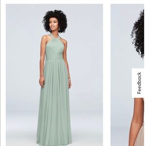 Plus size Women’s Mesh bridesmaid dress with high neck halter David’s Bridal